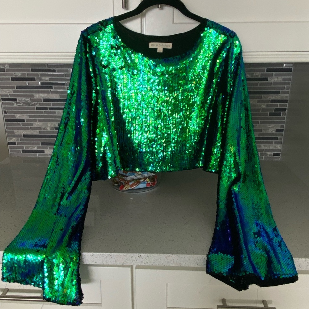 Sequin crop blouse
